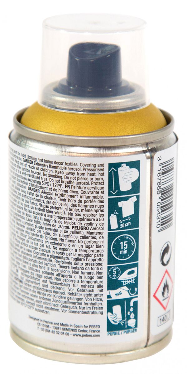 Краска для текстиля аэрозольная 7А Spray 100 мл, золото 805431, Pebeo