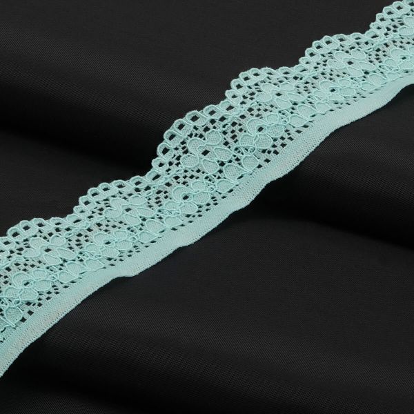 Кружево эластичное (стрейч) 25 мм / 50 метров, голубой, К009.025