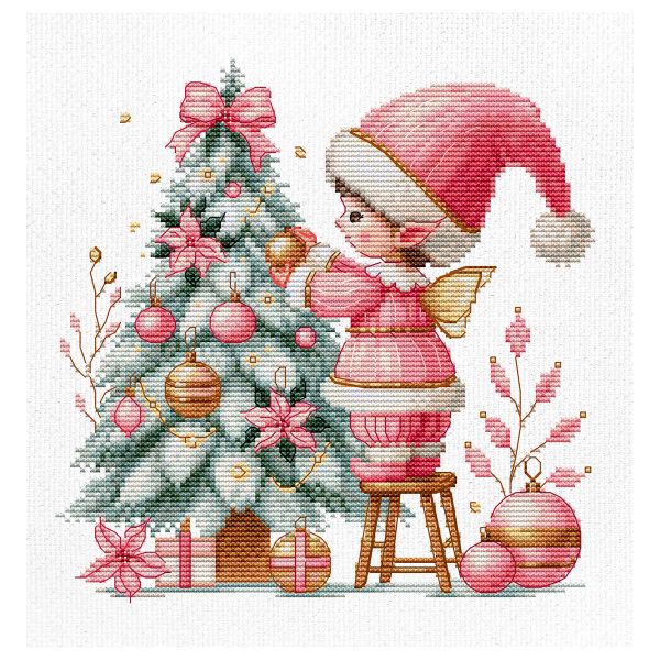 Набор для вышивания нитками Luca-S B1439, Рождественская радость 17х17см