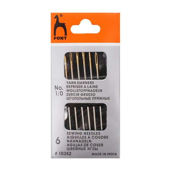 Иглы ручные ремонтные №1/0, 6 шт, Pony