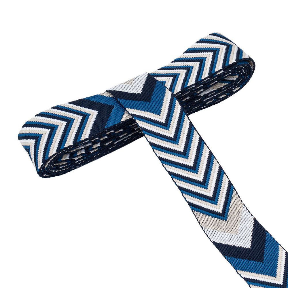 Стропа (ременная лента) 38 мм / 3 метра, [40 г/пог.м], с принтом 2-сторонняя, D149 черный/синий, 3Al354