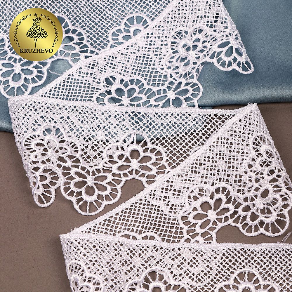 Кружево гипюр (плетёное) 80 мм, 0741 цв.01 белый уп.13.71м, Kruzhevo