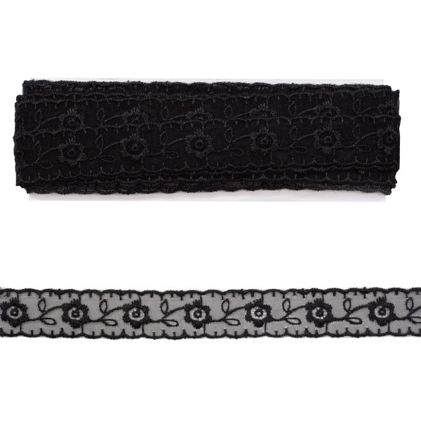 Кружево капроновое 22 мм / 6.8 м, (±4 см) 0574-1003, черный