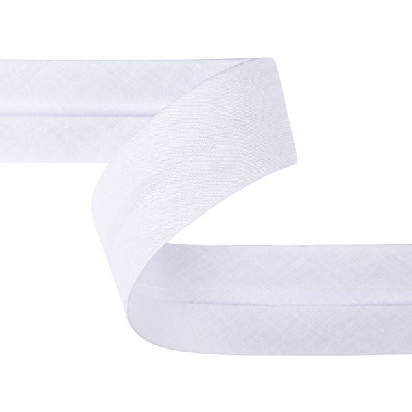 Косая бейка хлопковая 30 мм / 5 шт по 5.4 метра, белый №001, Gamma GK-30C