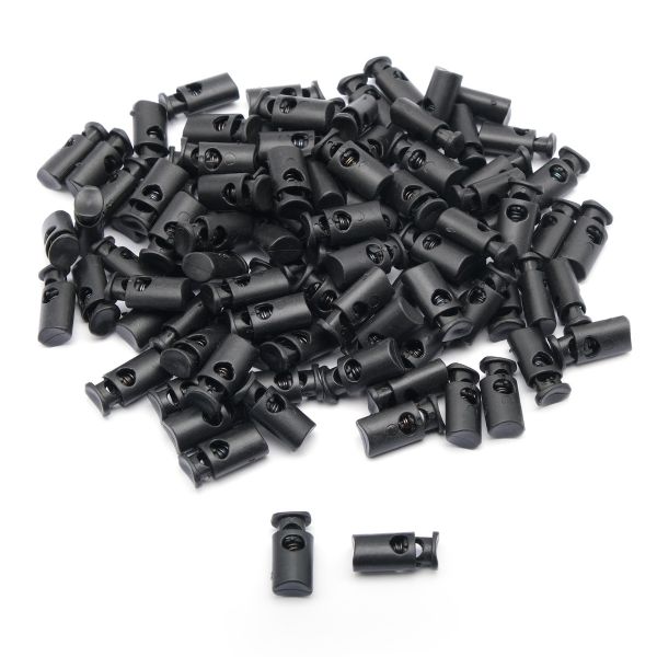 Фиксатор (зажим) для шнура пластик 1 отв., ⌀4.5 мм, 19х9 мм, цилиндр, ПП, черный, 100 шт