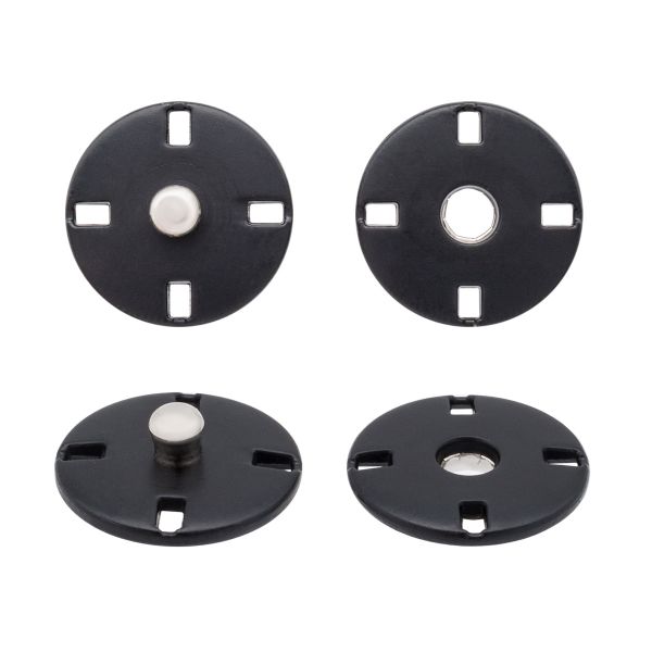 Кнопка пришивная металл ⌀15.0 мм, 10 шт, матовый черный, KN13