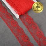 Кружево отделочное в стиле "трикотаж" 40 мм, диз. 281, цв.03 красный, уп. 27,4 м