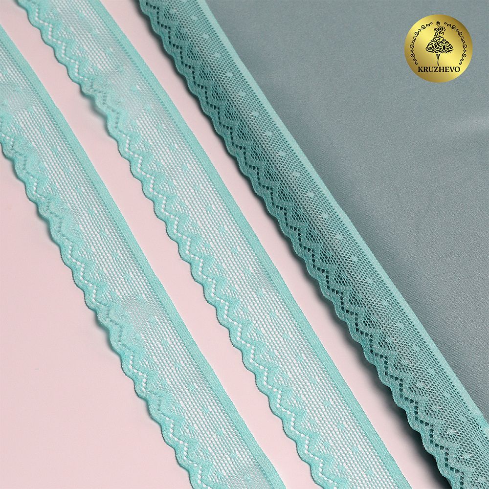 Кружево стрейч (эластичное) 25 мм / 5 метров, TBY.8028, цв.F201 мятный, 1385595