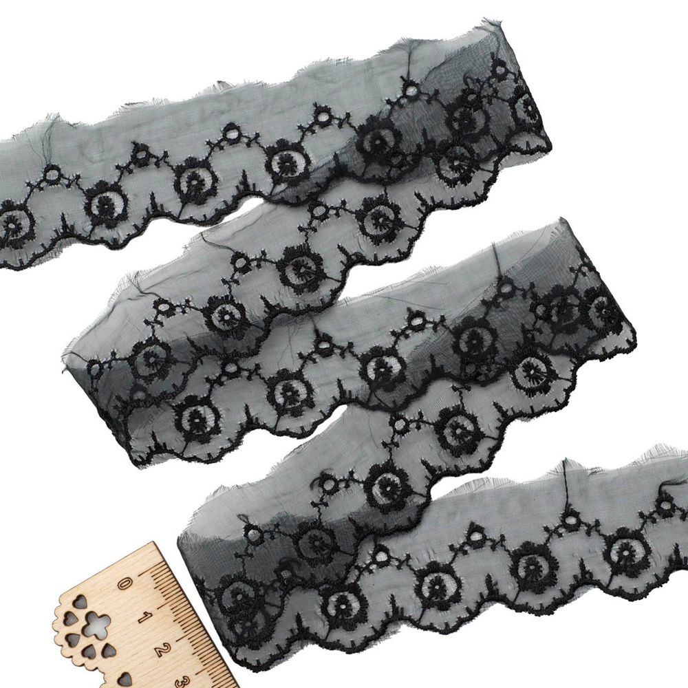 Кружево капроновое 36 мм / 6.6 м (±4 см) 0574-1019, черный