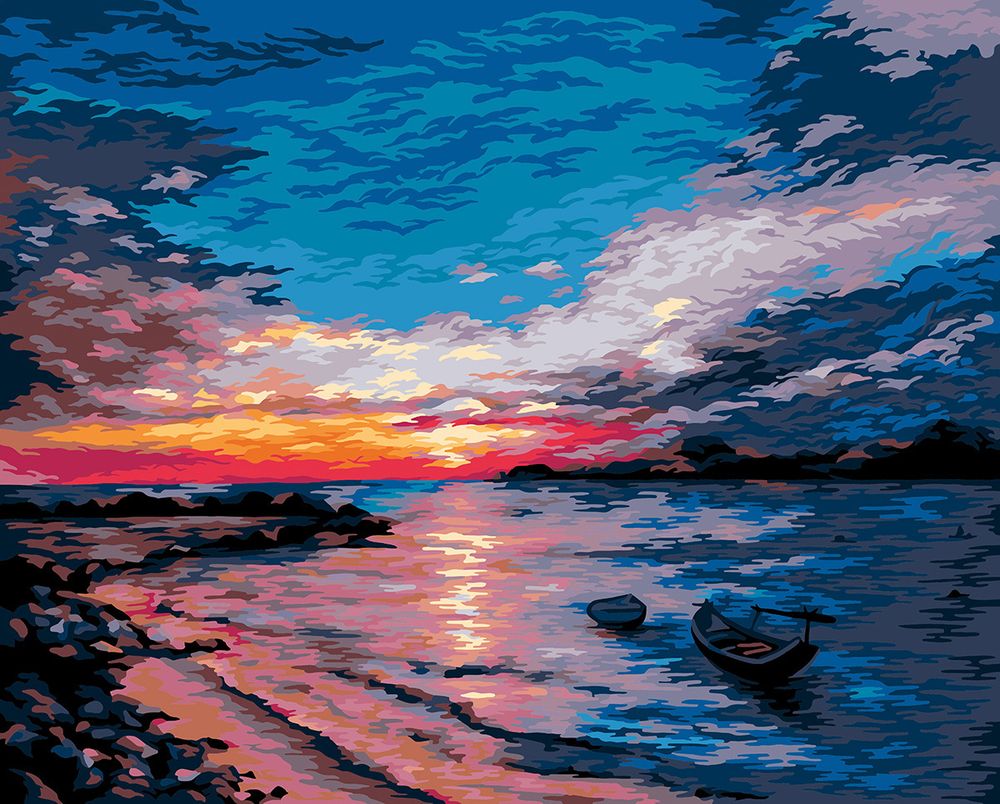 Картина по номерам Фрея, Закат на побережье, 50х40 см