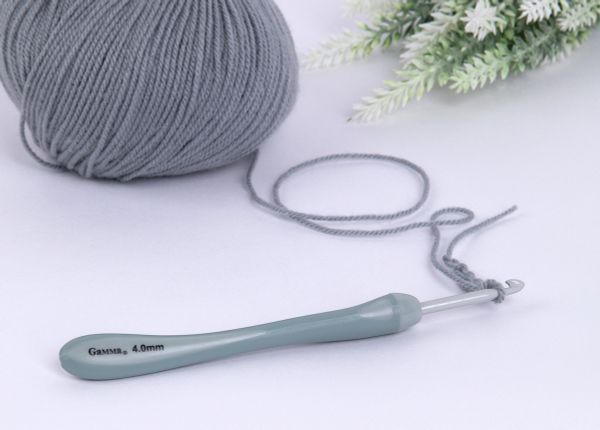 Крючок для вязания с прорезиненной ручкой ⌀4.0 мм, 14.5 см, алюминий c покрытием, Gamma RHT