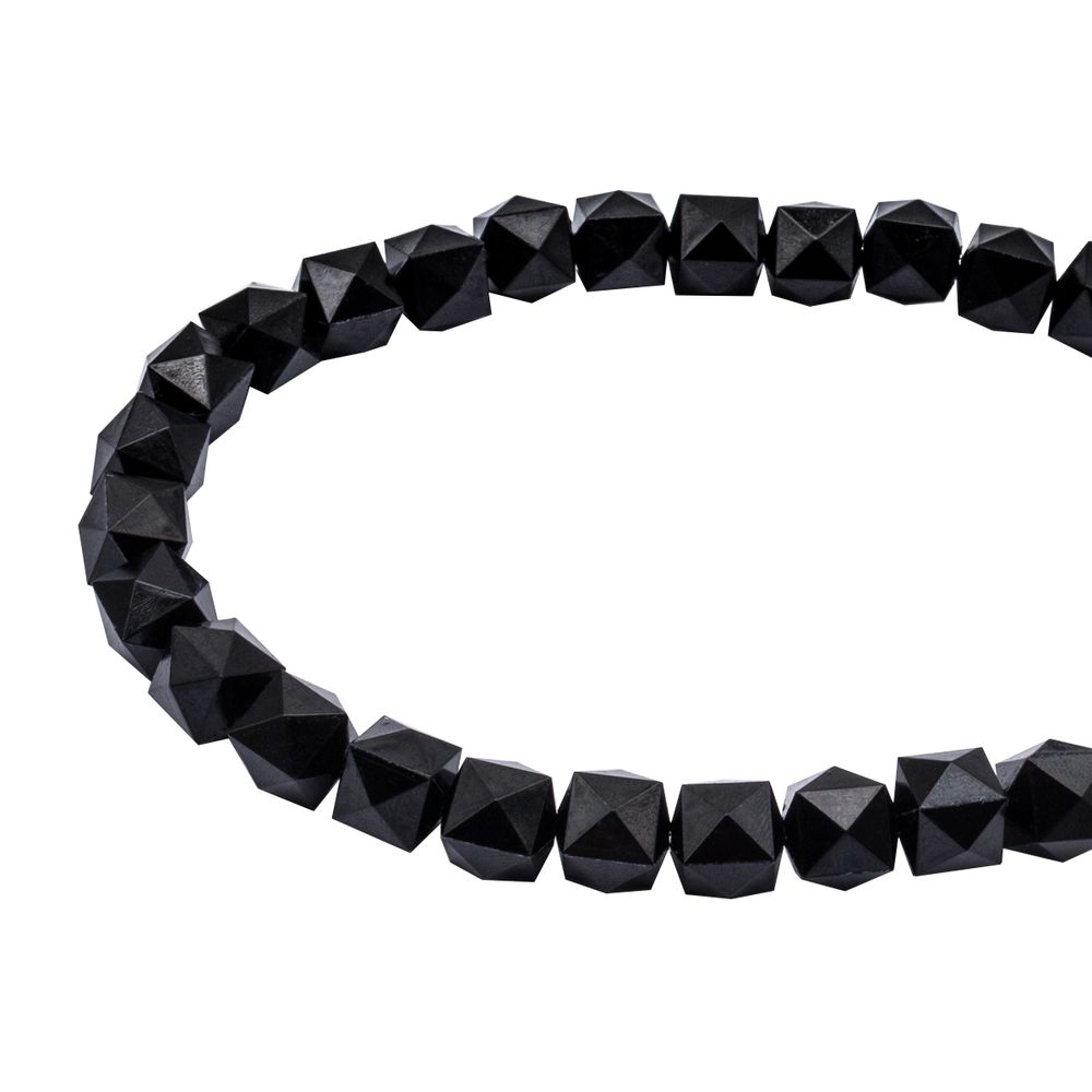 Бусины акрил ⌀10 мм, прозрач. в цвете, граненый куб, 500 г, Astra&Craft (672 черный)