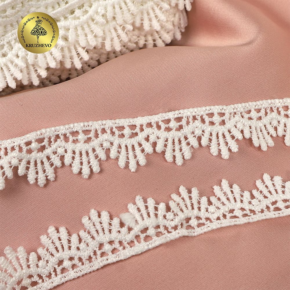 Кружево гипюр (плетёное) 15 мм 0098 цв.01 белый уп.27м, Kruzhevo