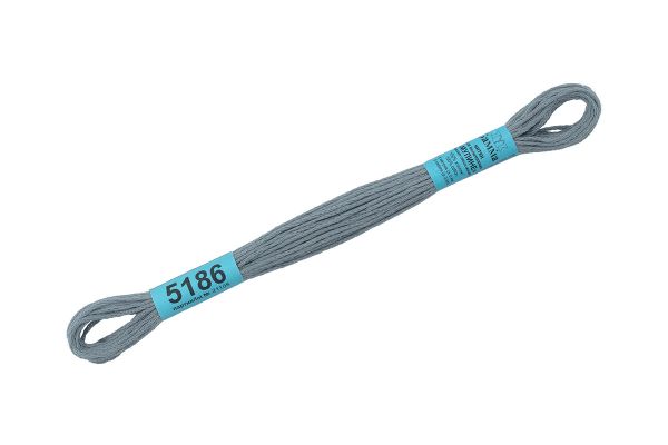 Мулине Gamma 100% хлопок, цв.5186 серый, 24 мотка по 8 метров