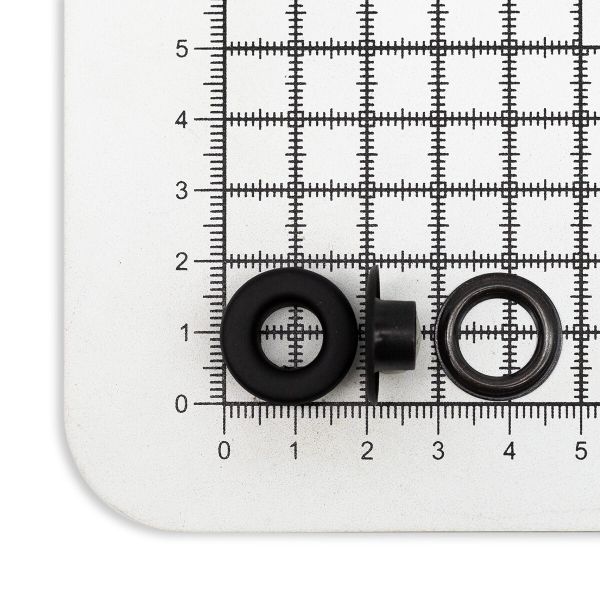 Люверсы металл ⌀_9.2 мм (внутр.), №24, h6.32 мм (внутр.), цв. черная резина, New Star, ≈100 шт