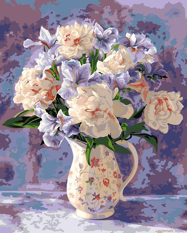 Картина по номерам Фрея, Букет нежных пионов, 50х40 см
