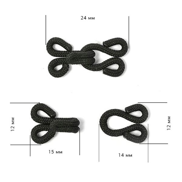 Крючки пришивные в оплетке 24 мм, цв. черный, уп. 50 шт