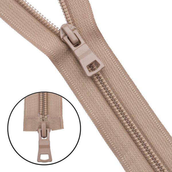 Молния спираль (витая) Т7 (7 мм) 2 зам., разъем., 120 см, 128 бежево-серый, 10 шт