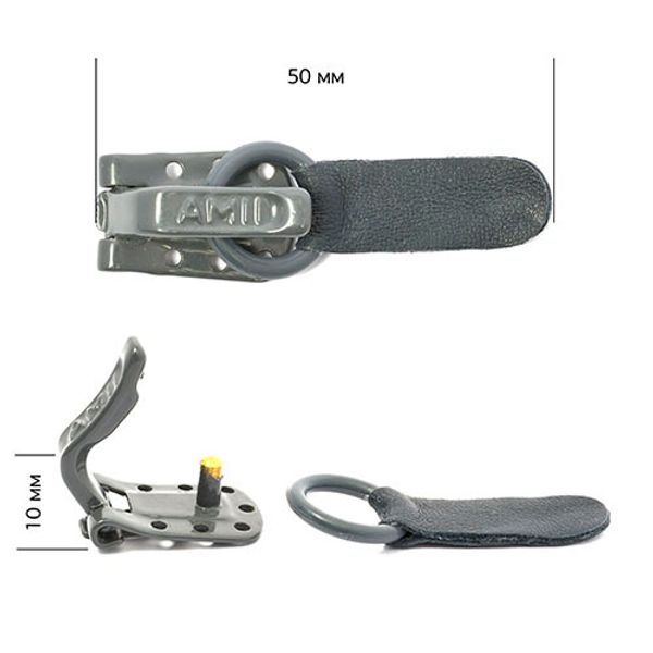 Крючок шубный Amii 50 мм, 50 шт, цв. серый темный