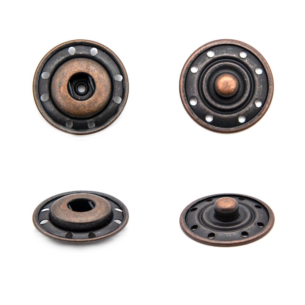 Кнопка пришивная металл ⌀19.0 мм, т.медь, 10 шт