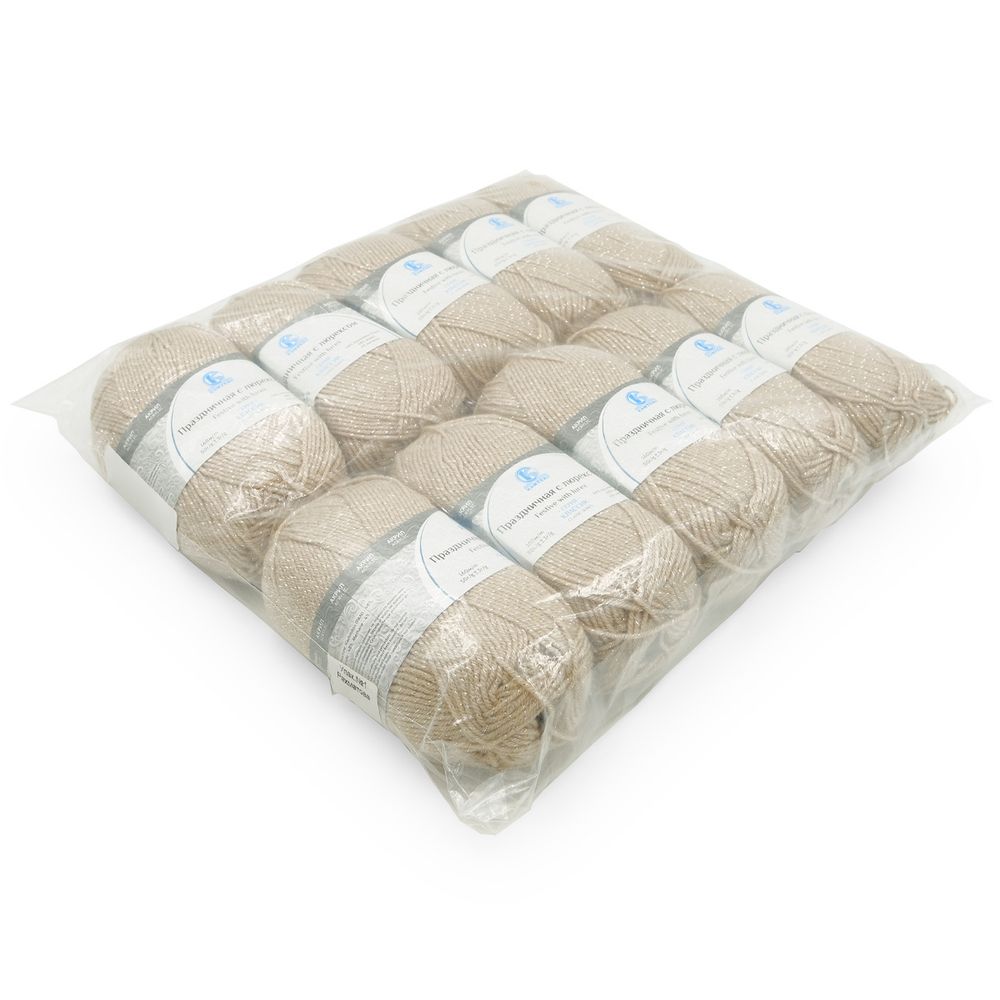 Пряжа Камтекс Праздничная с люрексом / уп.10 мот. по 50 г, 160 м, 188 топленое молоко