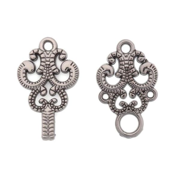 Крючки пришивные декоративные 59х20 мм, pewter, 6 шт