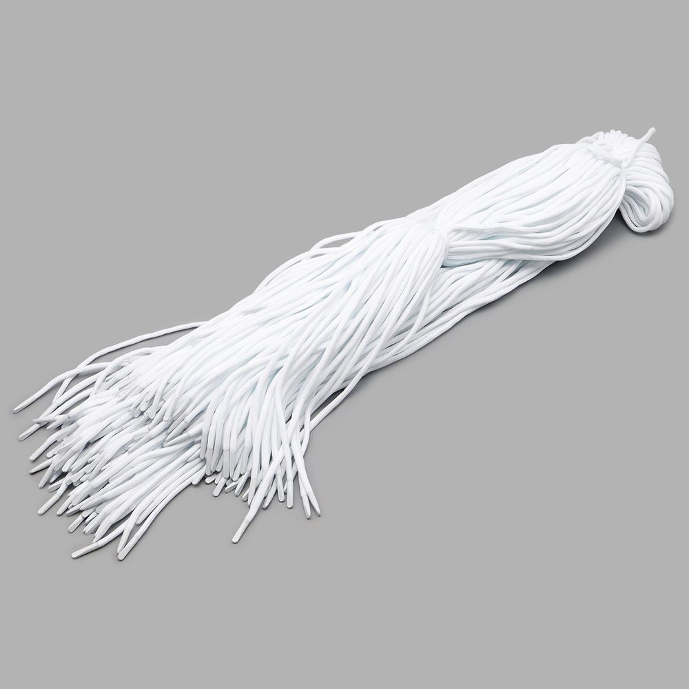 Шнурки круглые с металлическим наконечником 4.0 мм / 130 см, 50 пар (100 шт), белый, 6220-0133