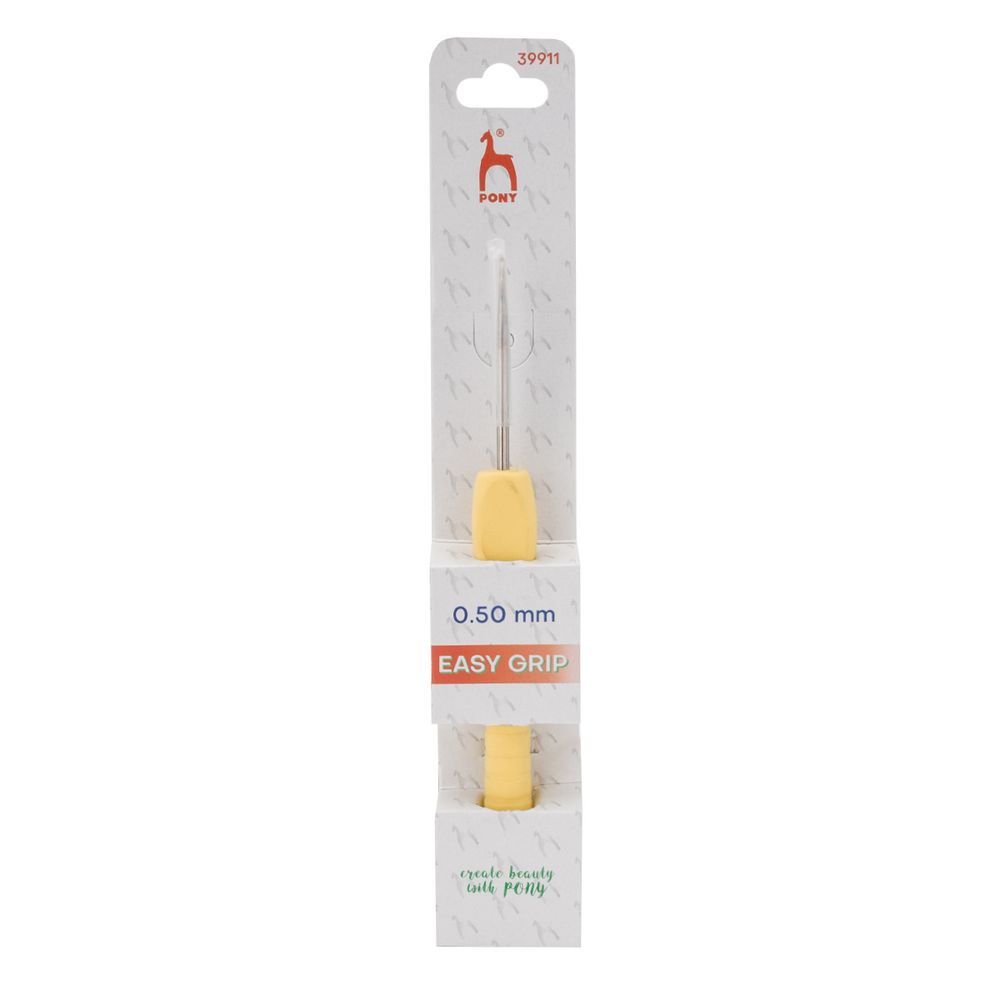 Крючок для вязания Pony Easy Grip ⌀0.5 мм, 14 см с мягкой ручкой, сталь, 39911