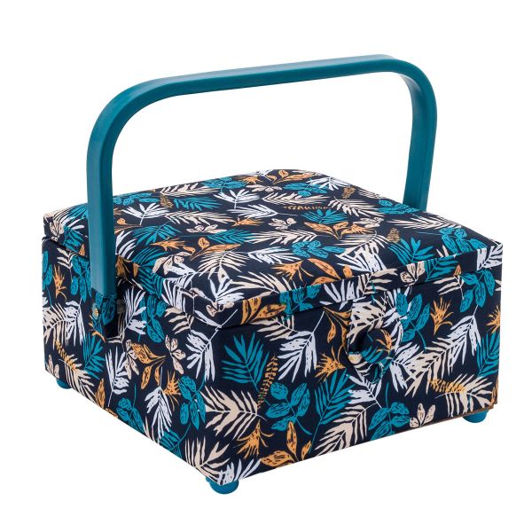 Шкатулка малая, декоративная Тропические листья цв. синий, 20х20х11см, MRS/629-PVC-Tray