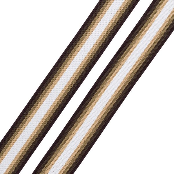 Стропа (ременная лента) 30 мм / 3 метра, [25 г/пог.м], с принтом 2-сторонняя, 1224 белый/бежевый/коричневый, 3Al361