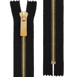 Молния металл Т8 (8 мм) 1 зам., н/раз., 20 см, декор, золото, черный, KAP-8 Gamma, 5 шт