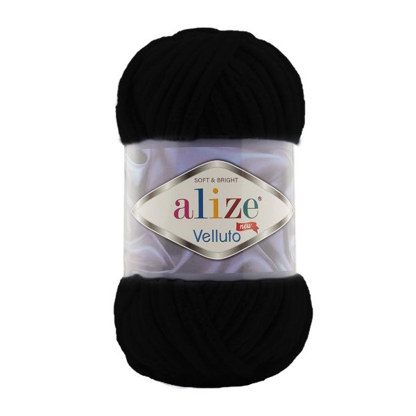 Пряжа Alize (Ализе) Velluto / уп.5 мот. по 100 г, 68м, 060 черный A