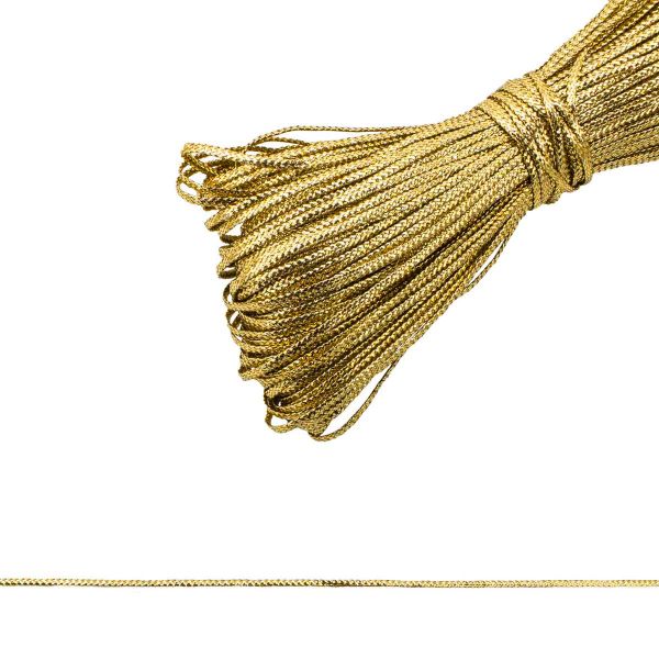 Шнур металлизированный ⌀1.0 мм / 50 метров, 2 золото