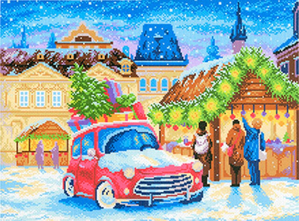 Набор для вышивания нитками МП Студия, Рождественская ярмарка, 40х50 см Набор для вышивания нитками МП Студия, Рождественская ярмарка, 40х50 см