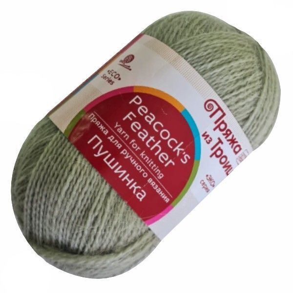 Пряжа Троицкая Пушинка / уп.10 мот. по 50 г, 225 м, 0494 св.хаки
