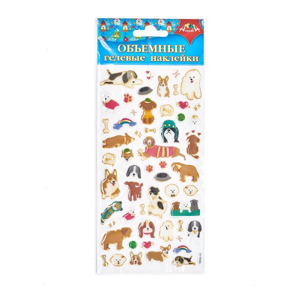 Объемные гелевые наклейки Забавные собачки, С3536-06