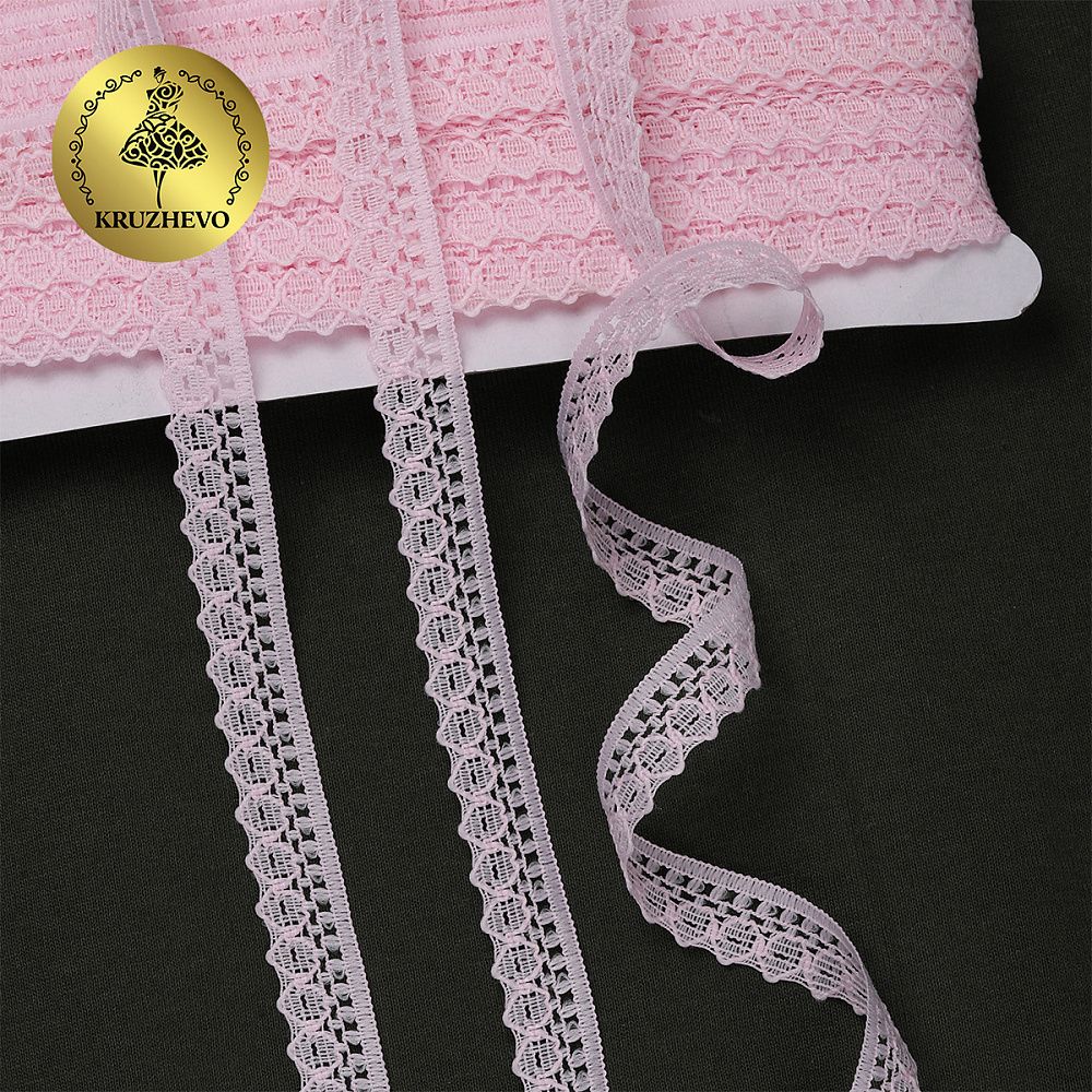 Кружево отделочное в стиле "трикотаж" 10 мм, 1665 цв.09 св.розовый, 27.4 м