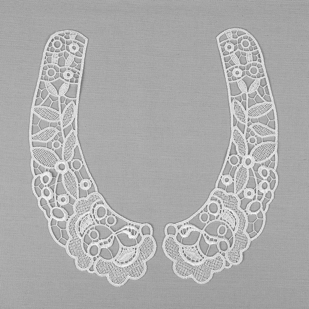 Пришивной кружевной воротник гипюр арт.TR.24GY04 25х7см цв.белый уп.50 комп, Kruzhevo