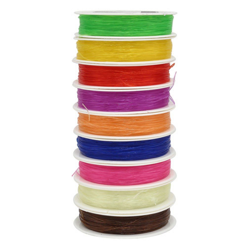 Нитки силиконовые для бисера, 0,6 мм, 25 м, ассорти, 10 катушек