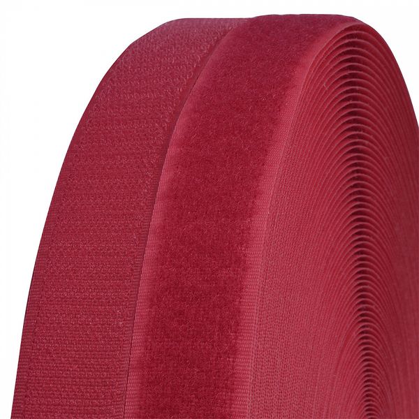 Лента контактная липучка (велкро) пришивная 25 мм / 25 метров, F148 красный, /петля/, кач.