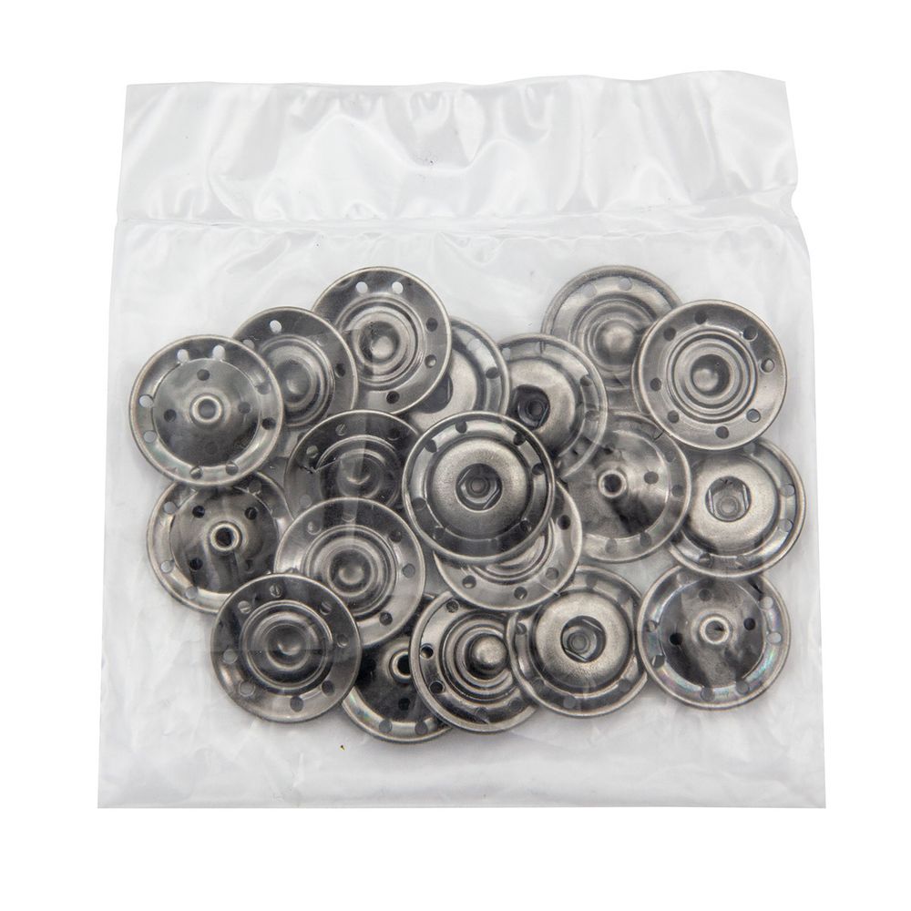 Кнопка пришивная металл ⌀19.0 мм, темное серебро, 10 шт