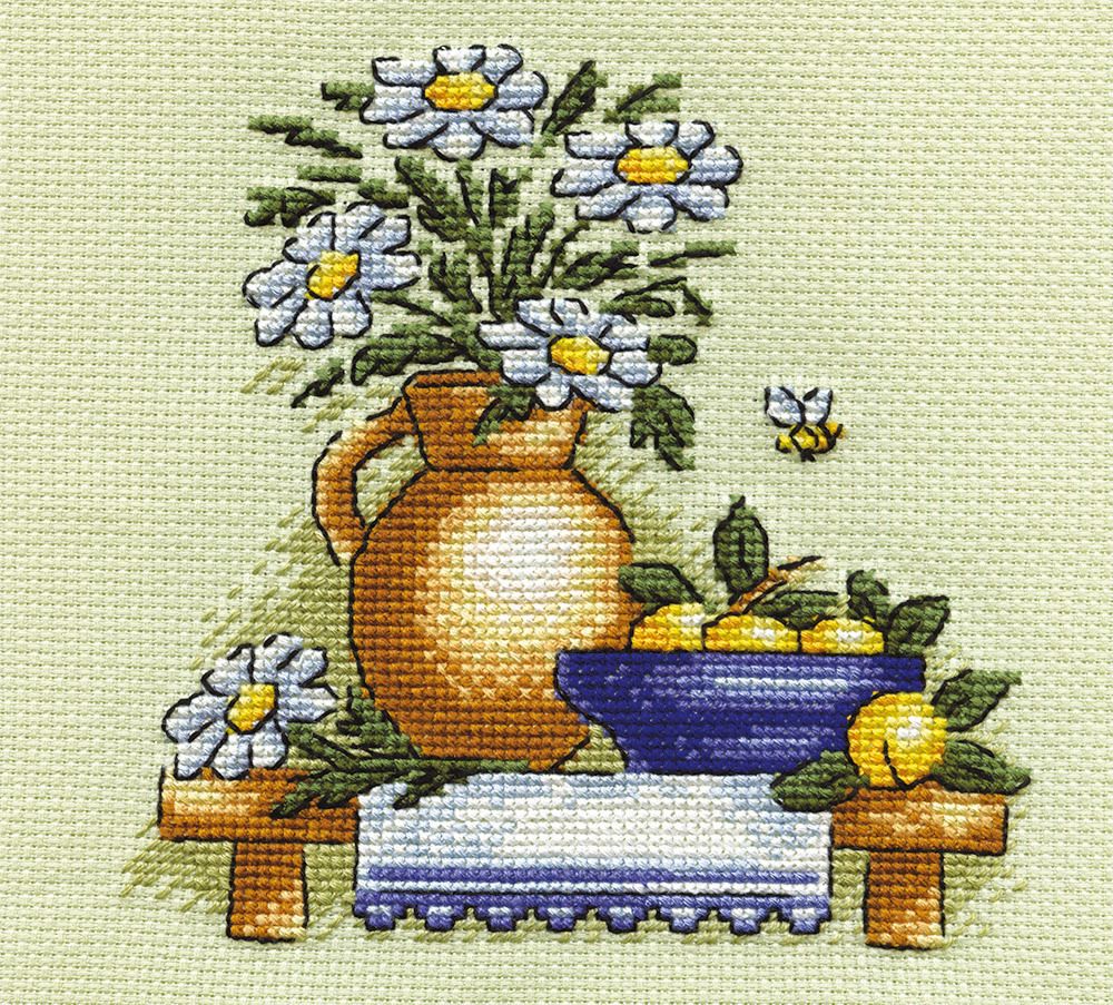 Набор для вышивания нитками Panna, Ромашки, 17х17 см