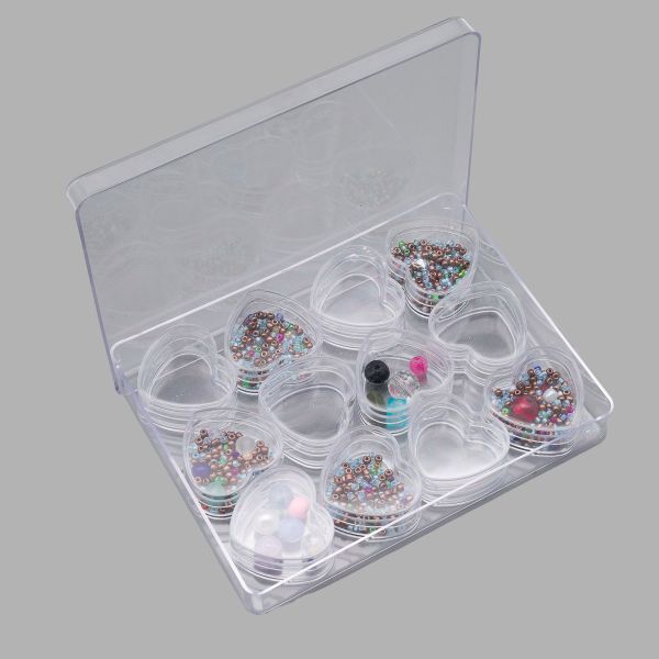 Пластиковый контейнер с 12 баночками, 12,5х9,5х1,8см, 29677