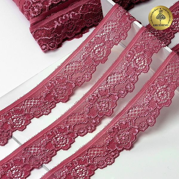 Кружево эластичное (стрейч) 30 мм, L839, цв.2925/S256 розовый рубин уп.50м, Kruzhevo