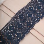 Кружево вязаное (тесьма) широкое 125 мм / 25 метров, хлопок, рис. 125.01.038, темно-синий, С3749Г17