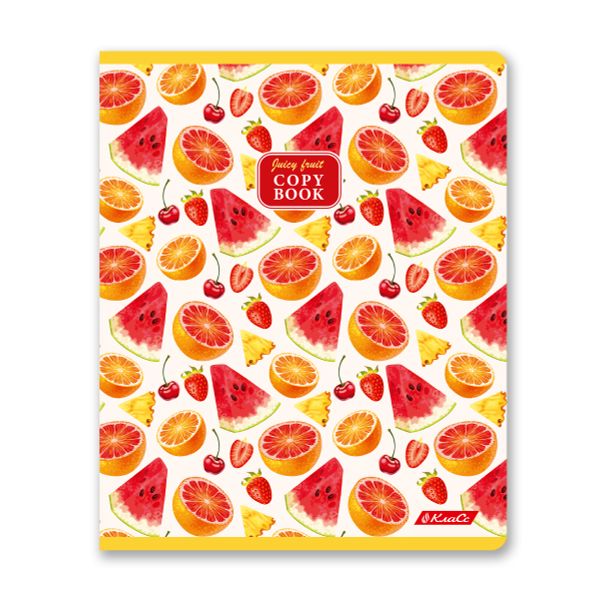 Тетрадь ученическая общая, твин лак, A5+ 60 л. на скобе 65 г/м², белизна 100%, 10 шт, клетка в термоусадочной пленке, 000478 Фруктомания, Светоч 60ТСК5_8_2_1