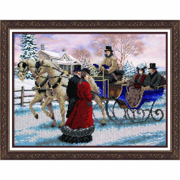 Набор для вышивания бисером Паутинка, Зимняя прогулка38х28см