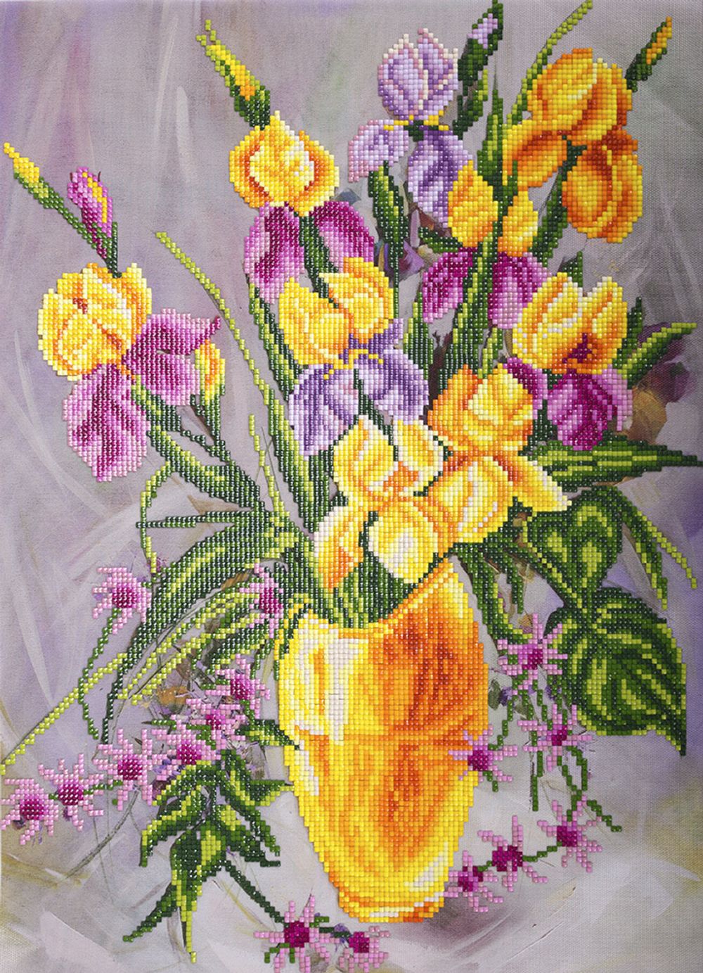 Алмазная (кристальная) мозаика Фрея, Ирисы в вазе, 44,5х33 см