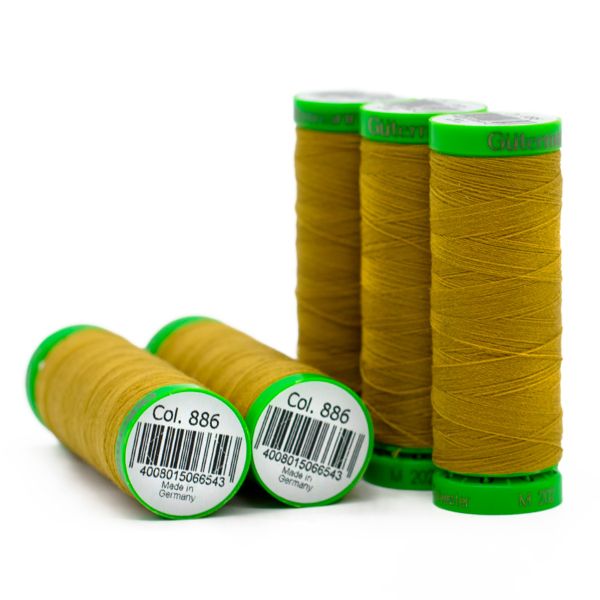 Нитки для тонких тканей Gutermann Extra Fine 150, 200м, 886 коричневая горчица, 5 катушек