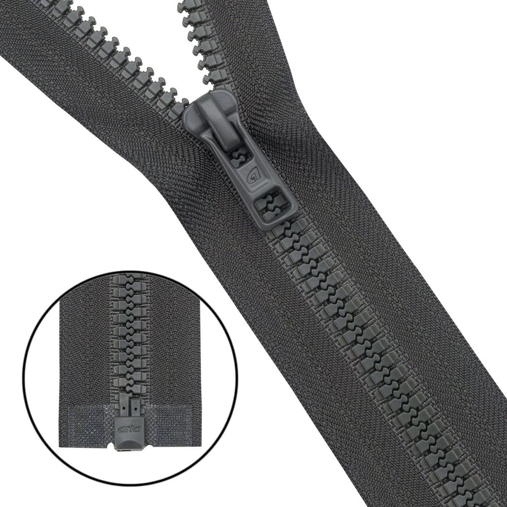 Молния трактор Arta Т6 (6 мм) 1 зам., разъем., 40 см, (2076), A315 графит, НОВЫЙ МАТОВЫЙ ЗАМОК, уп.5 штук